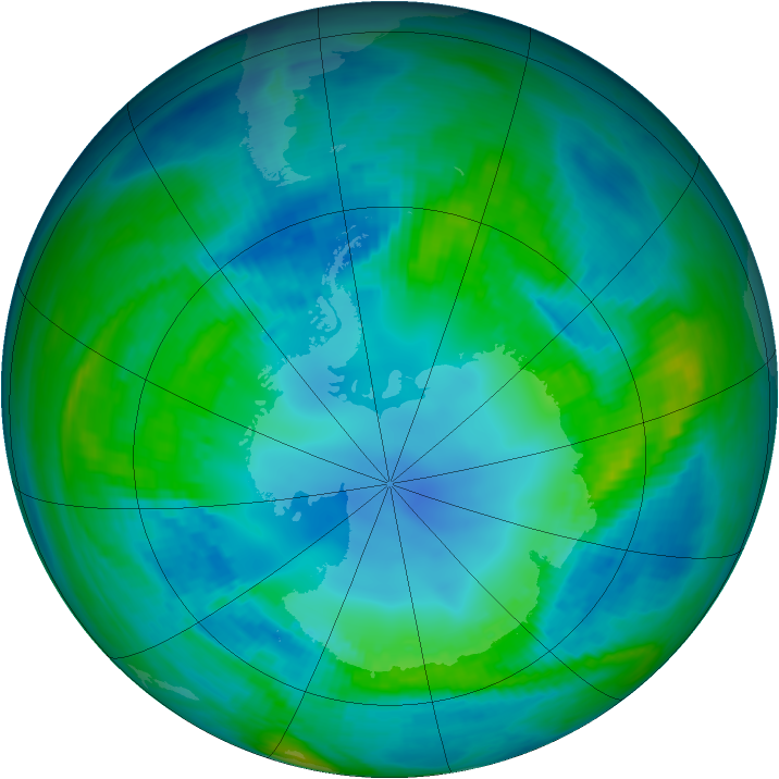 Antarctic ozone map for 27 April 1982